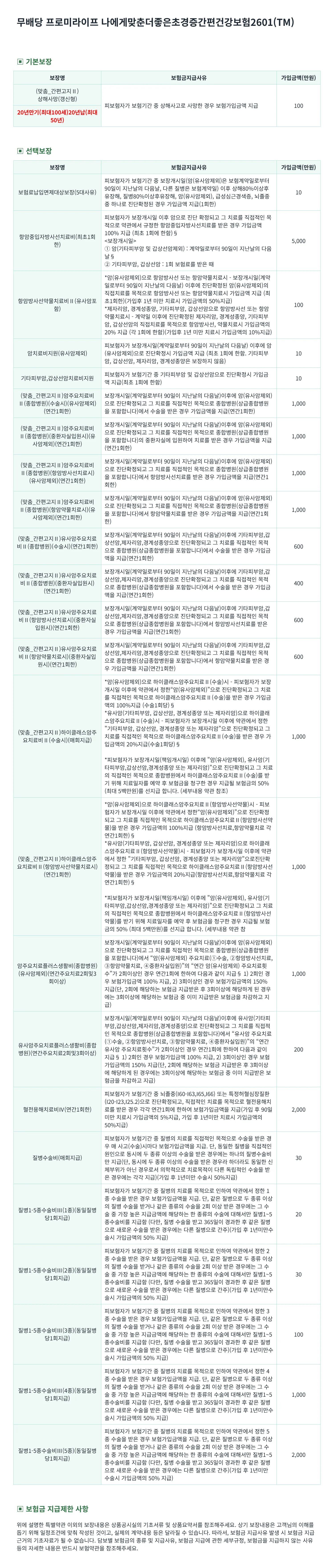 암보험 보장내용